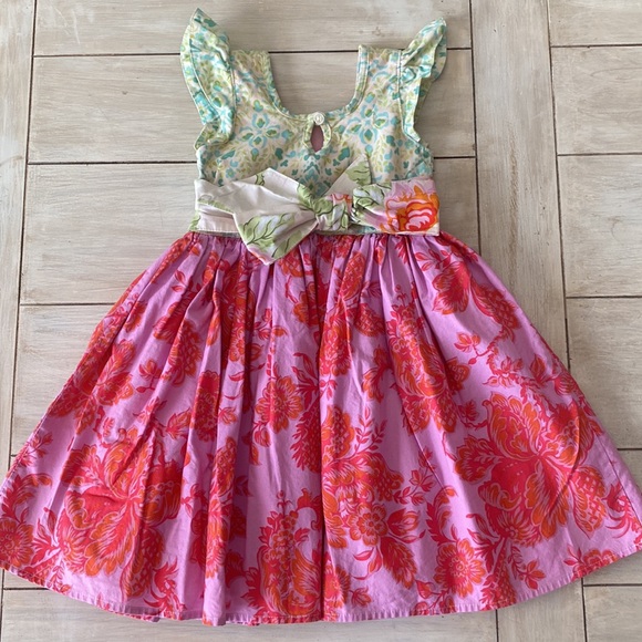Hopscotch Designs Pink Orange Green Blue Floral Whimsical Dress 2T - Picture 7 of 10